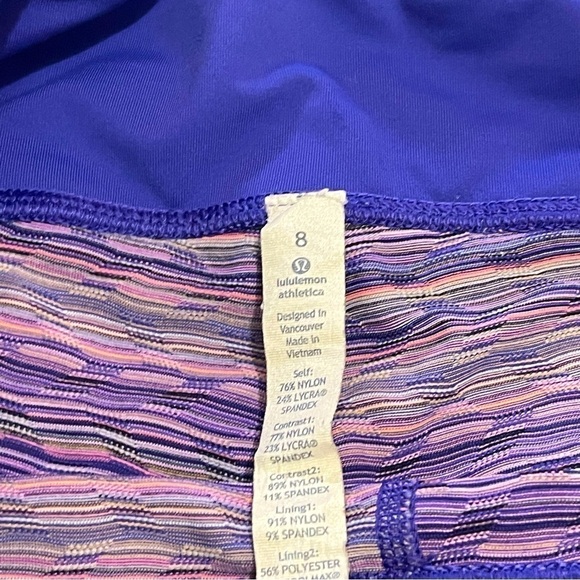 Lululemon Mid Rise Athletic Performance Leggings Stripes Purple Lavender Size 8 - Picture 13 of 15